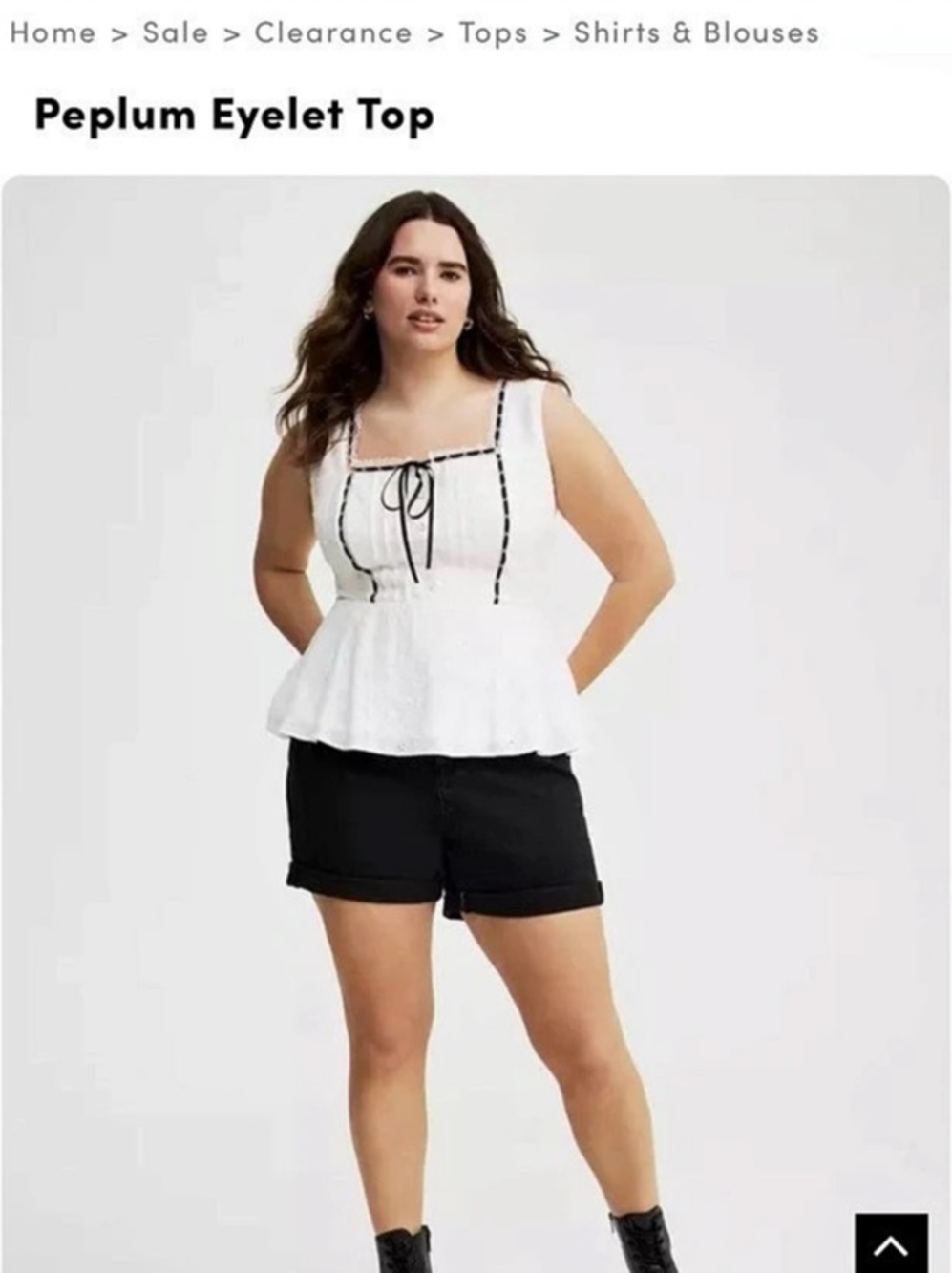 Torrid Peplum Eyelet Top White & Black Size 2
